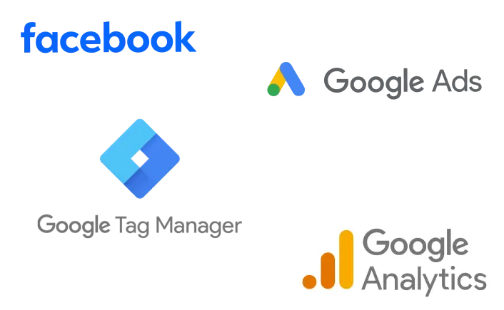 Bridge third-party integration interface for Facebook, Google Ads, Google Tag Manager, and Google Analytics tracking pixels.